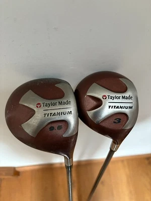 TaylorMade Titanium Golf Clubs Woods 1-Wood Driver 3-Wood S-90 Plus Stiff Flex - Image 1 of 4