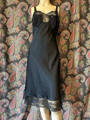 Vestido Completo BRILLANTE Vintage BARBIZON DESLIZABLE SATINADO sedoso da Lys Abrazo Encaje 34-36 Foto 1 de 4