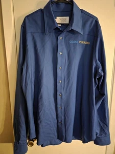 Glass Cypress Blue Button Down Shirt Size XL 100% Wool - Picture 1 of 6