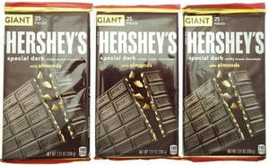 Hershey's Special Dark w/Almonds ~ Chocolate ~ Giant Size 7.37 ounce ~ Lot of 3 - Picture 1 of 5