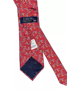 Brooks Brothers - Cravatta in seta con stampa "Surfer" rossa - Made in USA - Nuova con etichette - Foto 1 di 5