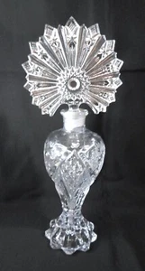 Antique EAPG PERFUME BOTTLE Hobstar & Diamond w/ STARBURST Stopper 10" Tall - Picture 1 of 12