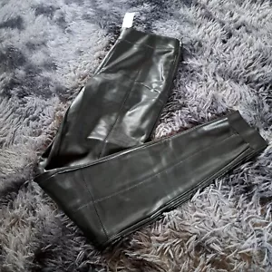 Topshop Soft Faux Leather Trousers Black Size 10 Zip Side BNWT RRP £40 - Picture 1 of 15