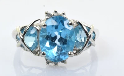 Anillo Corazón Topacio Enjaulado Oro Blanco 10k 3.54 Quilates Talla 6 Foto 1 de 4