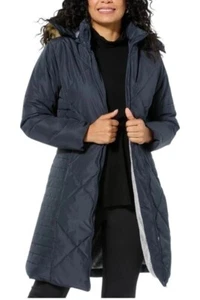 Sporto Daisy Water Resistant Quilted Long Coat Size 2X Removable Hood Winter NEW - Picture 1 of 5