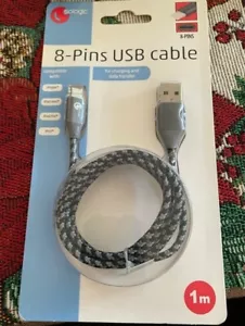 Sologic iPhone Ipad MINI & PRO IPOD 8 PIN Cloth Cable USB Charging Cord 1M B/G - Picture 1 of 6
