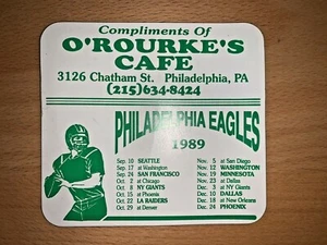 Philadelphia Eagles 1989 calendario de fútbol imán sked O'Rourke's Café - Imagen 1 de 1
