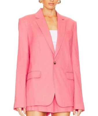 NWT - A.L.C. 'Donovan' Linen-Blend Blazer Jacket, Dark Grapefruit - Size 6 - Image 1 of 3