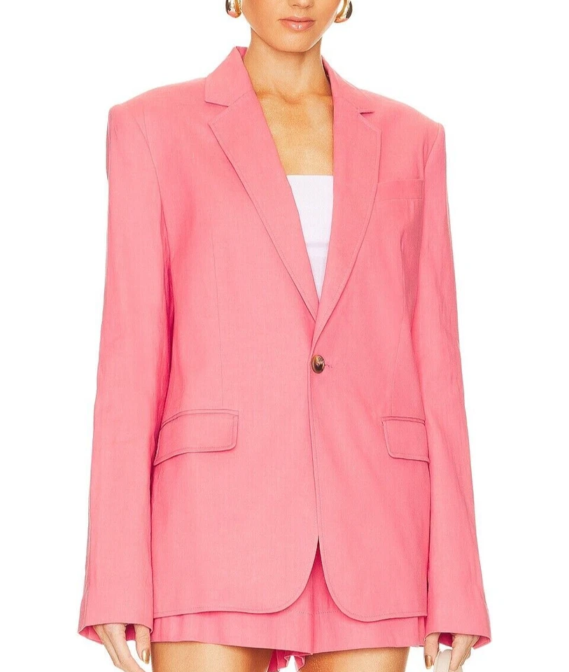 NWT - A.L.C. 'Donovan' Linen-Blend Blazer Jacket, Dark Grapefruit - Size 4 - Image 1 of 3