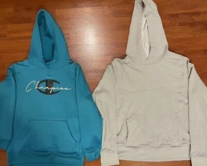 Girl’s Lot X2 hoodie Hooded long sleeve Sweat Shirt Size 10/12 Champion & Avia - Picture 1 of 5