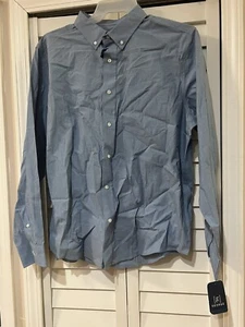 George Mens XL Shirt Long Sleeve Button Up Collar Pocket Blue Dressy -Will Steam - Picture 1 of 3