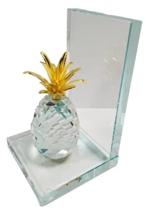 Hermosa piña cristal hecha en vidrio Benzara ¡HERMOSA CORONA DORADA en la parte superior! - Imagen 1 de 5