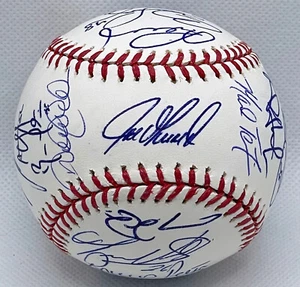 DEREK JETER MARIANO RIVERA AROD TEX CC SWISH POSADA +21 YANKEES TEAM SIGNED BALL - Picture 1 of 9