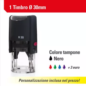 TIMBRO ROTONDO AUTOINCHIOSTRANTE AUTOMATICO Ø 30mm PERSONALIZZATO! LOGO GRATIS! - Foto 1 di 1