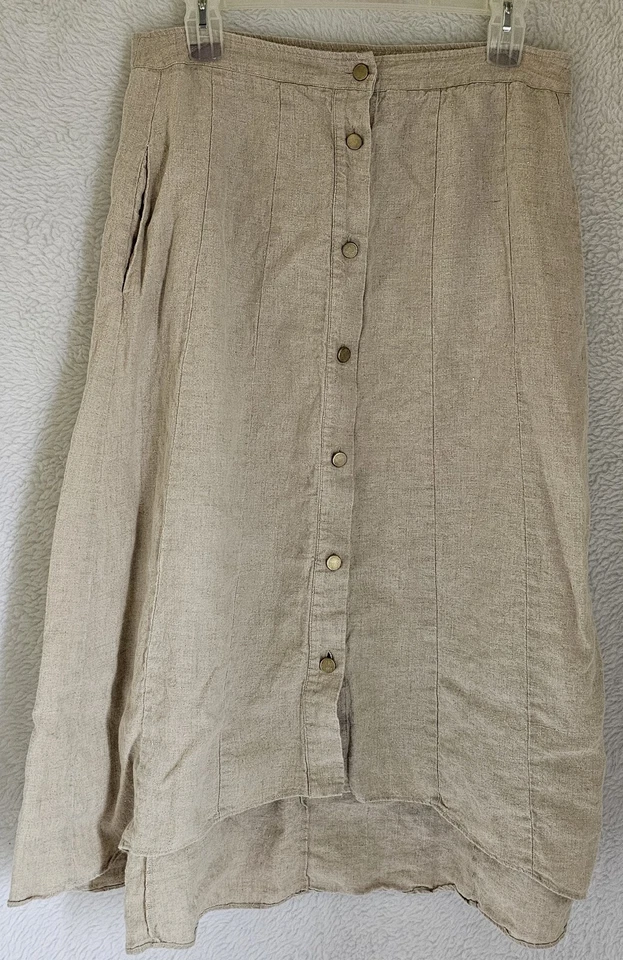 Falda para mujer Soft Surroundings talla L grande de lino marrón Foto 1 de 4