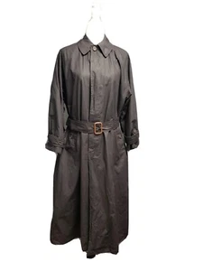Vintage Ralph Lauren Blue Label Long Trench Coat Military Black Size 4  - Picture 1 of 15