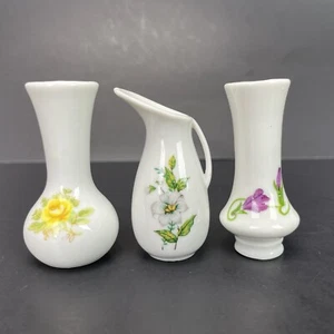 Mini Vase Painted Flower Miniature Bud Vessel Doll House Floral - Picture 1 of 5