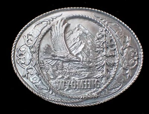 WYOMING BELT BUCKLE WESTERN STYLE WILDERNESS SCENE SISKIYOU PEWTER NEW - Picture 1 of 2