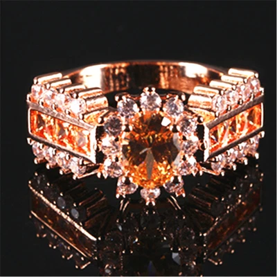 Anillos de cristal azul para mujer rellenos de oro rosa de 18 quilates anillos para hombre J020 Foto 1 de 4