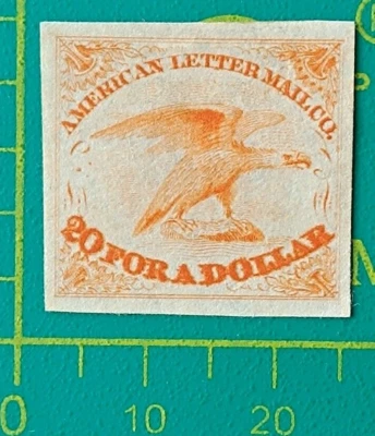 Sello de Estados Unidos 1934, 20 por dólar, American Letter Mail Co., naranja, prueba, en muy buen estado Foto 1 de 4