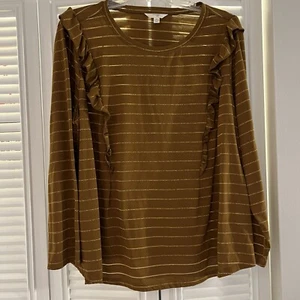Top tejido con volantes manga larga 3X talla grande Terra & Sky para mujer - Imagen 1 de 7