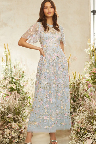 UNDERCOVER Abito alla caviglia nuovo con etichette Needle & Thread UK8 US4 SECRET GARDEN PREZZO DI LISTINO £570 lungo grazioso vestito