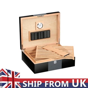 Cabinet Cigar Humidor Case Tobacco Box Cedar Wood 35CT Humidifier and Hygrometer - Picture 1 of 10
