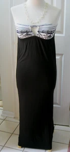 RIP CURL Black Viscose Designed White Floral Bodice/Bust Maxi Summer Dress sz XS - Picture 1 of 9
