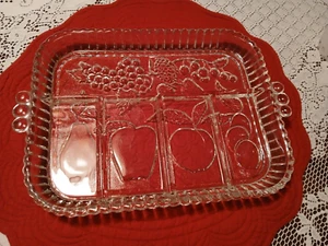 Vintage Indiana Glass Divided Relish Fruit Serving Dish 12” Clear 5 Divisions - Picture 1 of 2
