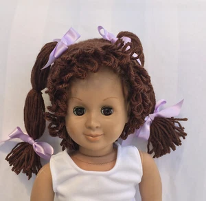 CABBAGE PATCH KID Dark Brown WIG HAT HALLOWEEN COSTUME Crocheted Sz 0-12 Mo - Picture 1 of 1