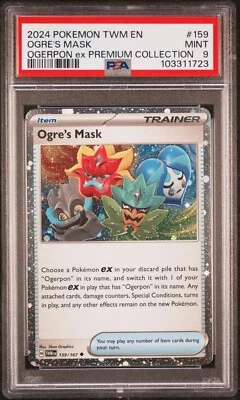 2024 Pokémon TWM EN-TWILIGHT MASQUERADE OGRE'S MASK OGERPON #159 PSA Mint 9 - Image 1 of 2