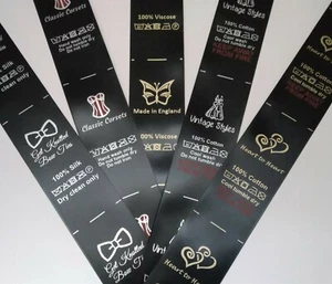 Sew in clothing garment label craft business handmade bespoke Black Satin - Picture 1 of 16