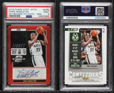 2018 Contenders Optic Veteran Ticket Prizms Red /49 Khris Middleton PSA 9 Auto