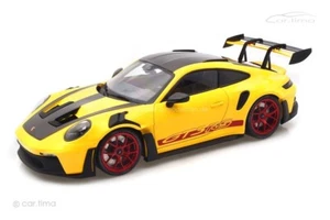 Porsche 911 (992) Gt3 Rs Weissach Pacchetto Giallo Racing / Rad Rosso MINICHAMPS - Foto 1 di 7