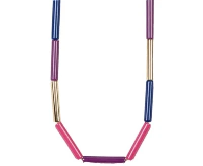 Colar frontal de contas tubulares multicoloridas deslizante Trina Turk XX504 US$ 124 - Imagem 1 de 2