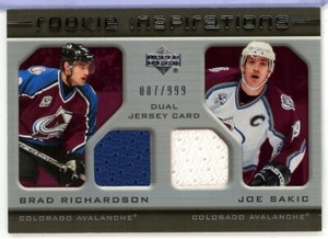 2005-06 Upper Deck Rookie Update #206 Brad Richardson RC / Joe Sakic JERSEY /599