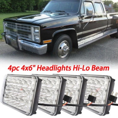 Fit Chevrolet C30 1981-1986 4pc 4x6" Headlights Hi-Lo Beam DRL Light Bulbs - Image 1 of 4