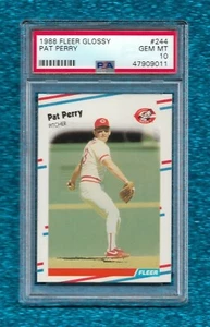 1988 FLEER GLOSSY #244 PAT PERRY PSA 10 GEM MINT POP 1 CINCINNATI REDS - Picture 1 of 1