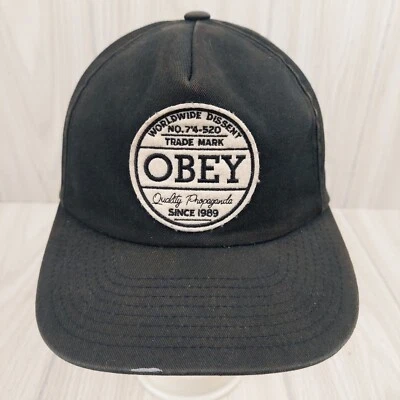 OBEY Gorra Gorra Propaganda Mundial Snapback Negro Parche de Béisbol Ajustable Foto 1 de 4