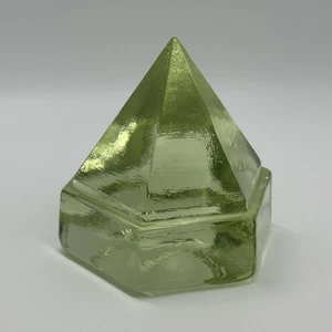 Green Glass Ship’s Deck Light Prism Paperweight – Hexagonal, 4.5" Tall, Vintage - Picture 1 of 7