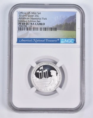 2019-S Silver PF69 ANT American Memorial Quarter Limited Edition NGC *1898 - Image 1 of 4