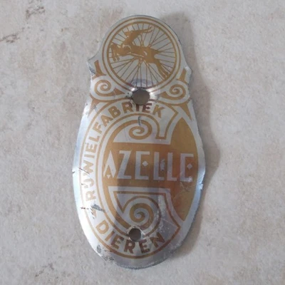 Ancienne plaque vélo GAZELLE Pays-Bas bicyclette bicycle headbadge vintage - Photo 1/2
