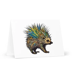 Grußkarte "Psychedelisches Stachelschwein" Trippy Wildlife Federkiele Stacheln - Bild 1 von 4