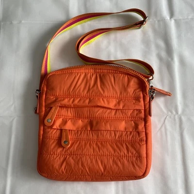 Bolso acolchado Sondra Roberts cuadrado naranja poliéster nuevo sin etiquetas Foto 1 de 4