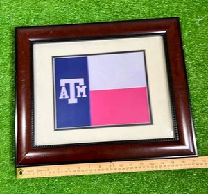 texas a&m frmed texas flag 17x14 aggie football flag TAMU block T - Picture 1 of 4