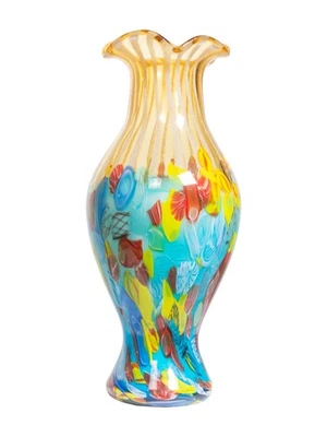Art Glass Vase 19" Tall Festive Ruffle Handcrafted Murano-Style Vase for Home... - Image 1 of 3