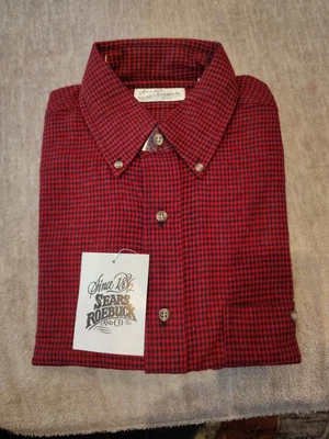 VTG Sears Roebuck And Co. Shirt Mens Size Medium Red Plaid Long Sleeve 🆕 - Image 1 of 4