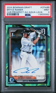 Bowman Chrome Draft Bryce Rainer Aqua Lava Refractor Auto 178/199 PSA 9 2024 - Imagen 1 de 2