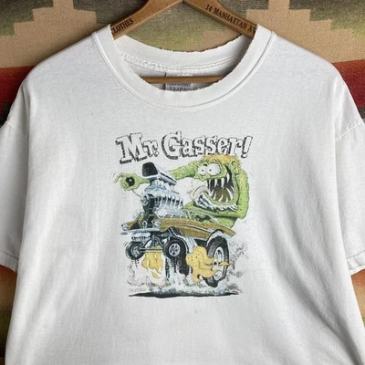 Vintage 90s Ed Big Daddy Roth Mr. Gasser Hot Rod White T-shirt | Size Mens XL - Image 1 of 4