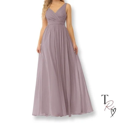Azazie NWT Kora Chiffon Bridesmaid Formal Gown in Purple Dusk Size 12 - Изображение 1 из 4